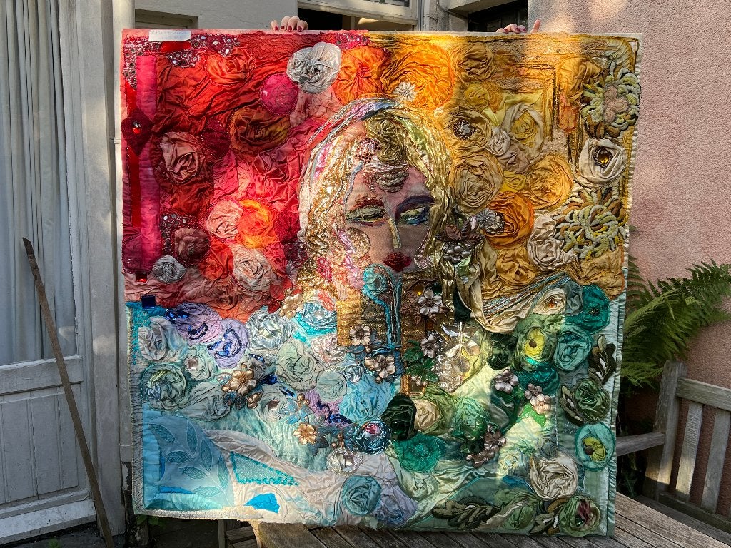 Wandkleed vrouwenportret - Kaete van Breda Vriesman, Ophangklaar, Ophalen of Verzenden, Gemengde techniek, Portret