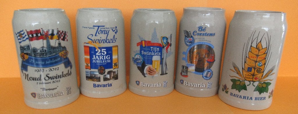 BAVARIA BIER, 5 stenen 1 liter pullen, set 1, Ophalen of Verzenden, Nieuw, Pul(len), Bavaria