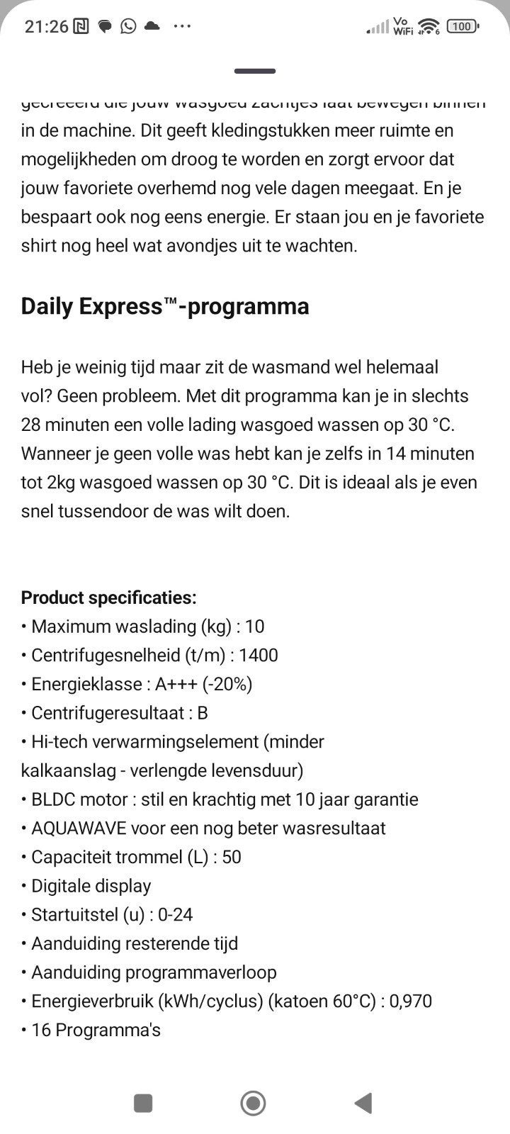 Foto 7 van Beko Wasmachine 10 kg & Warmtepompdroger Set