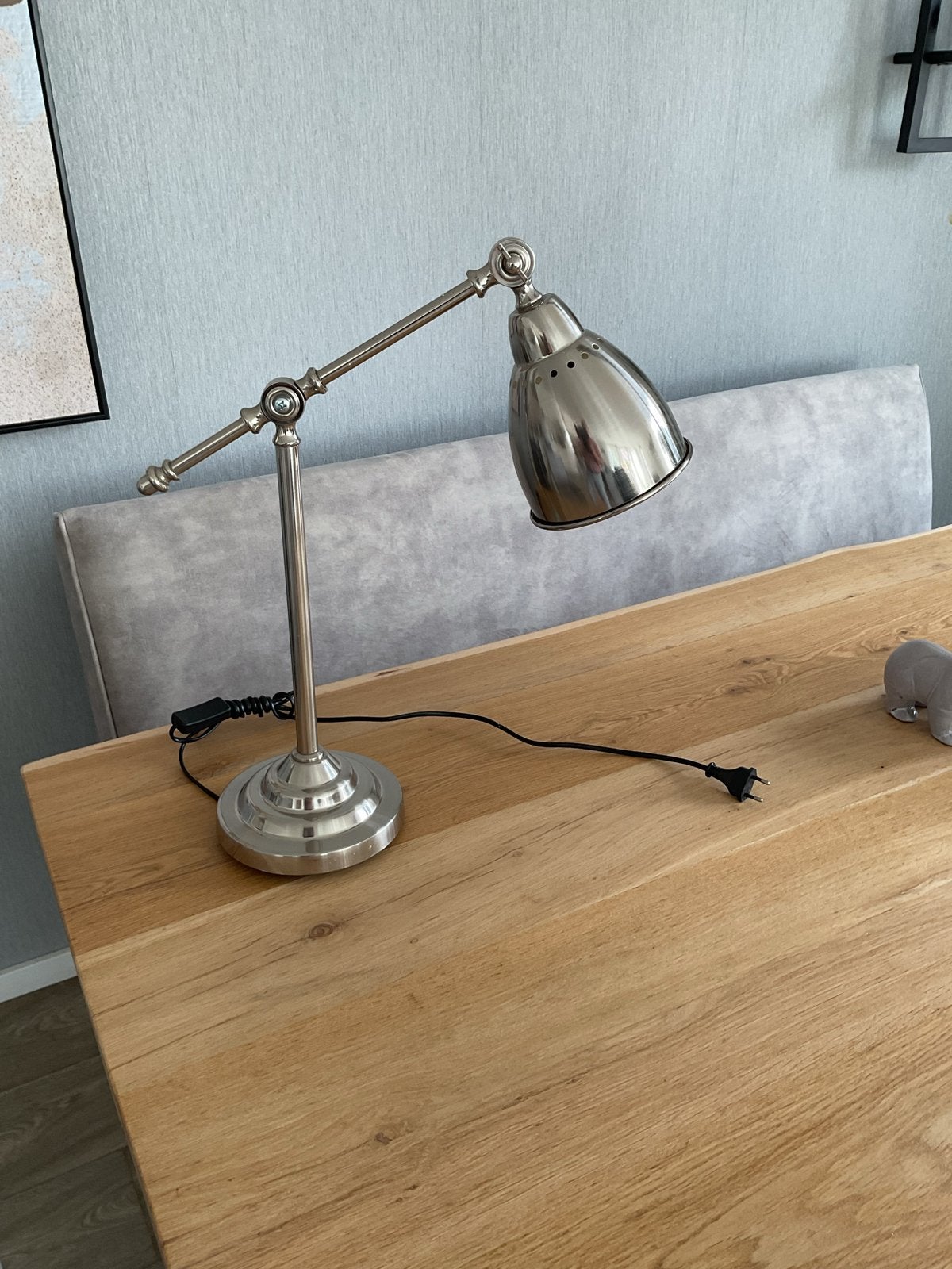 Zilverkleurige Tafellamp 60cm - Zeer Goede Staat, Ophalen of Verzenden, Zo goed als nieuw, Zilver, Metaal