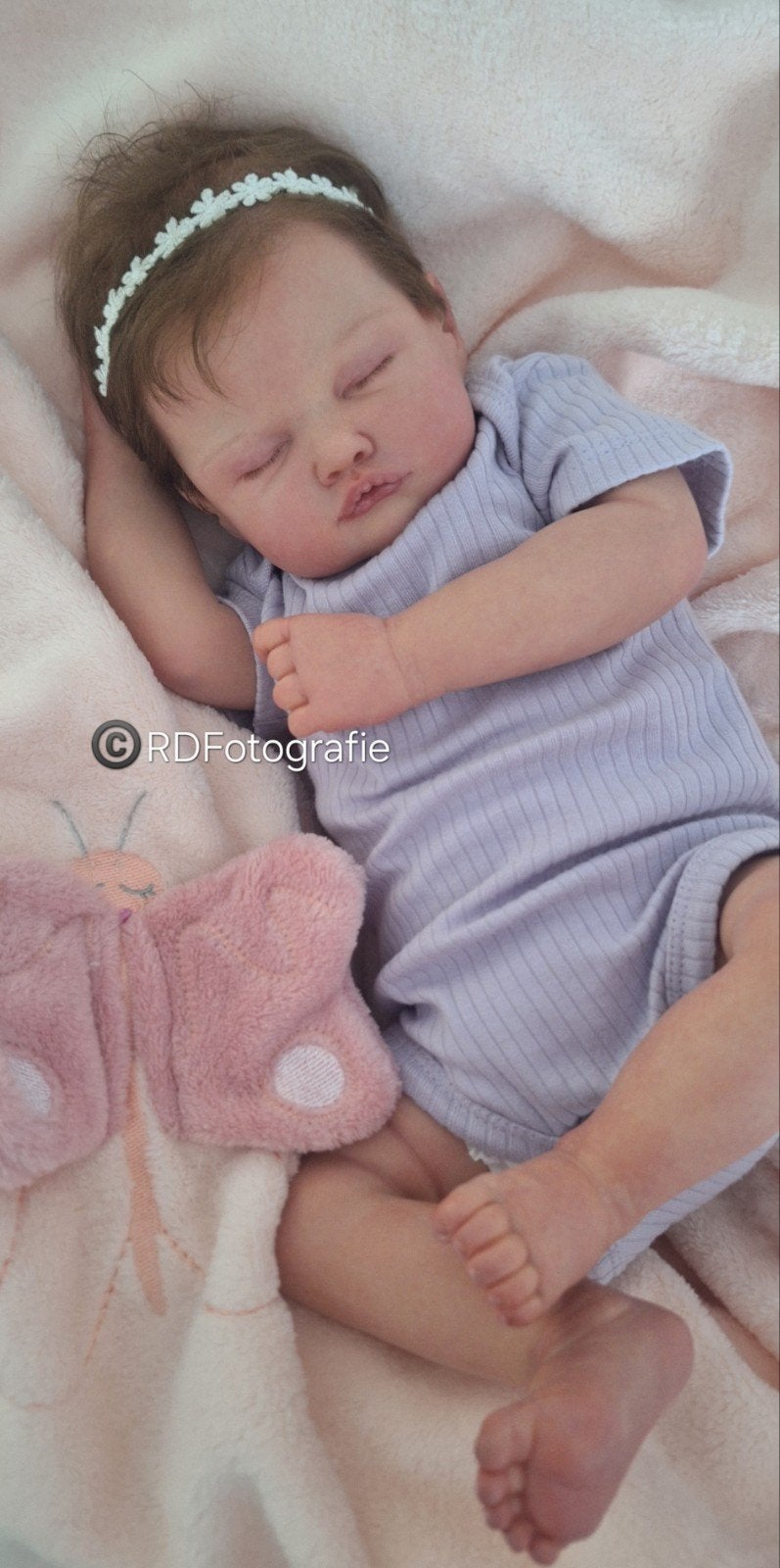 Reborn baby girl, Ophalen of Verzenden, Zo goed als nieuw, Babypop