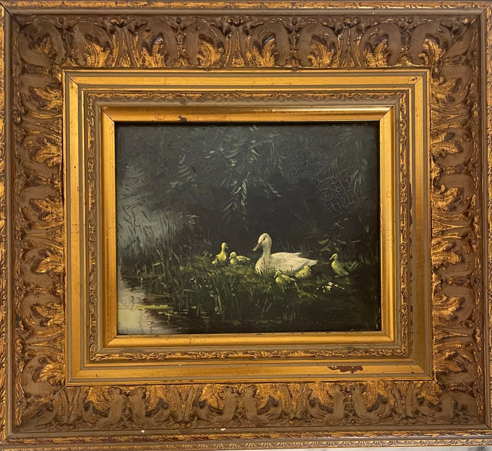 Hans van Moerkerken - Olieverf schilderijtje op paneel, Paneel, Dieren, Ophalen of Verzenden, Handgeschilderd