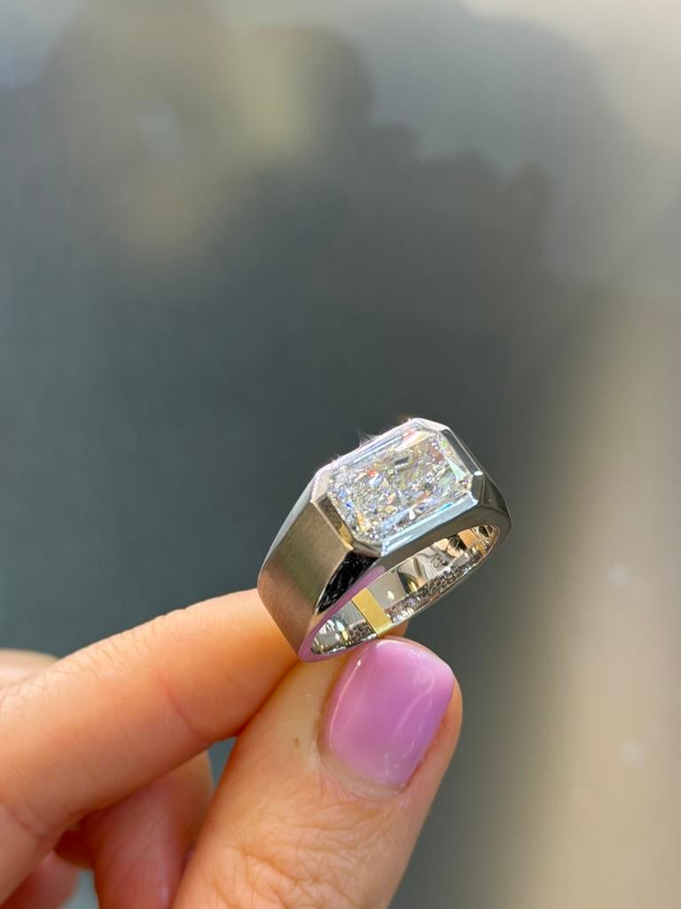 14KT Goud- Herenring - 4ct Labdiamant- 8.3 Gram - Mannenring, Ophalen, Nieuw, Goud, Heer