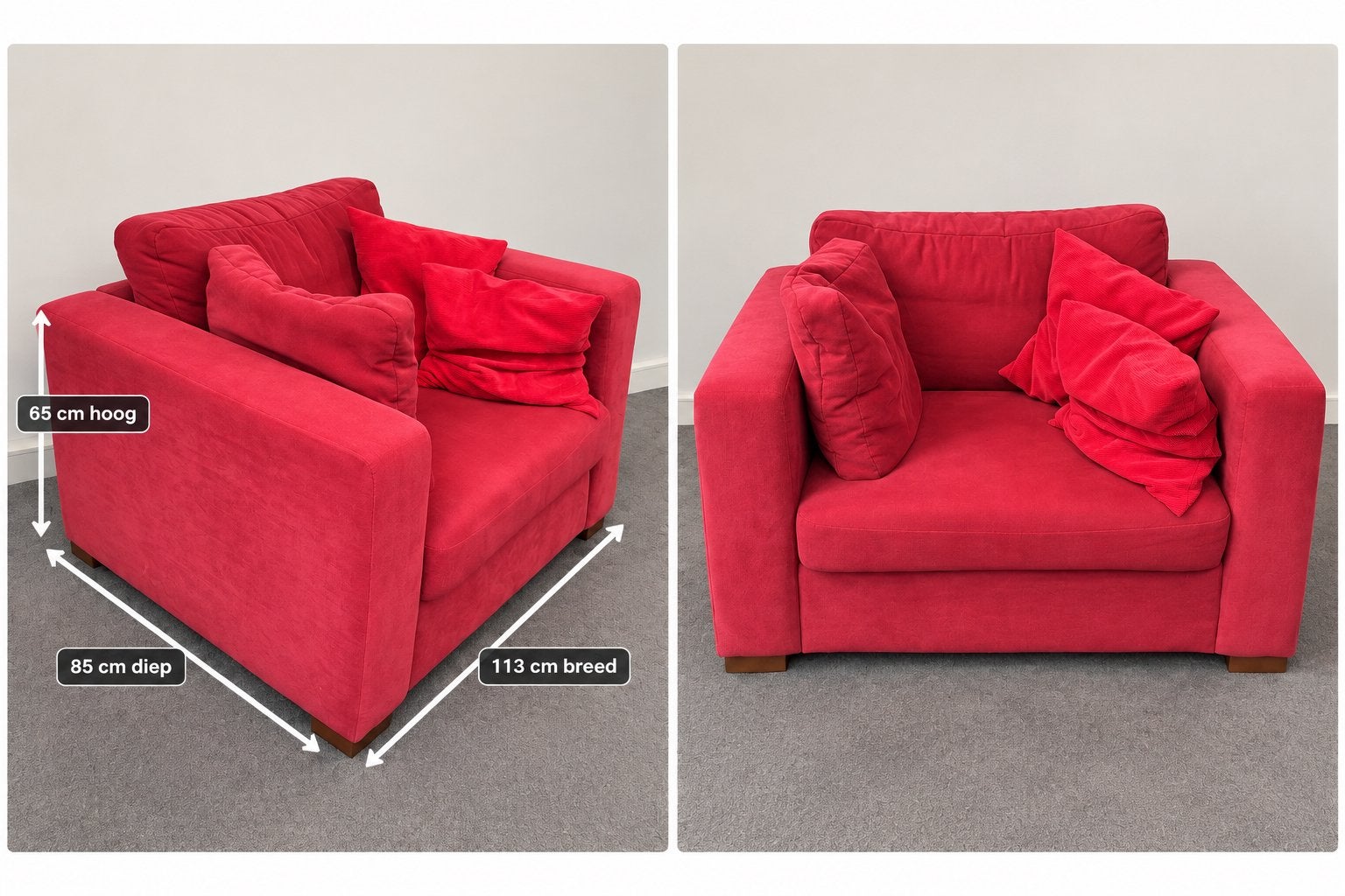 Rode loveseat – royale loungefauteuil, gratis af te halen, Ophalen, Gebruikt, 75 tot 100 cm