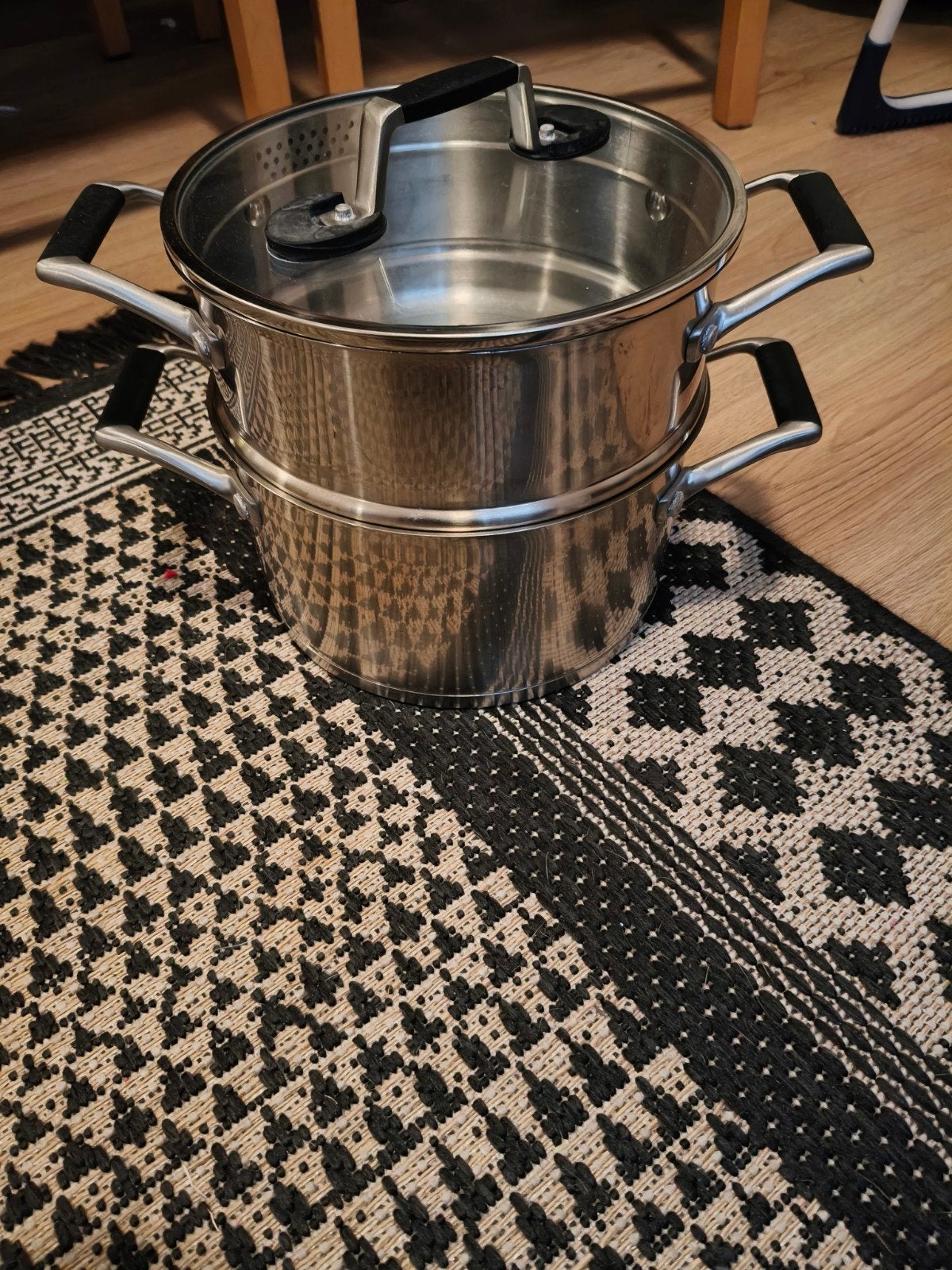Hema RVS Stoompan, Huis en Inrichting, Keuken | Potten en Pannen, Ophalen, Met deksel, Zo goed als nieuw, Rvs