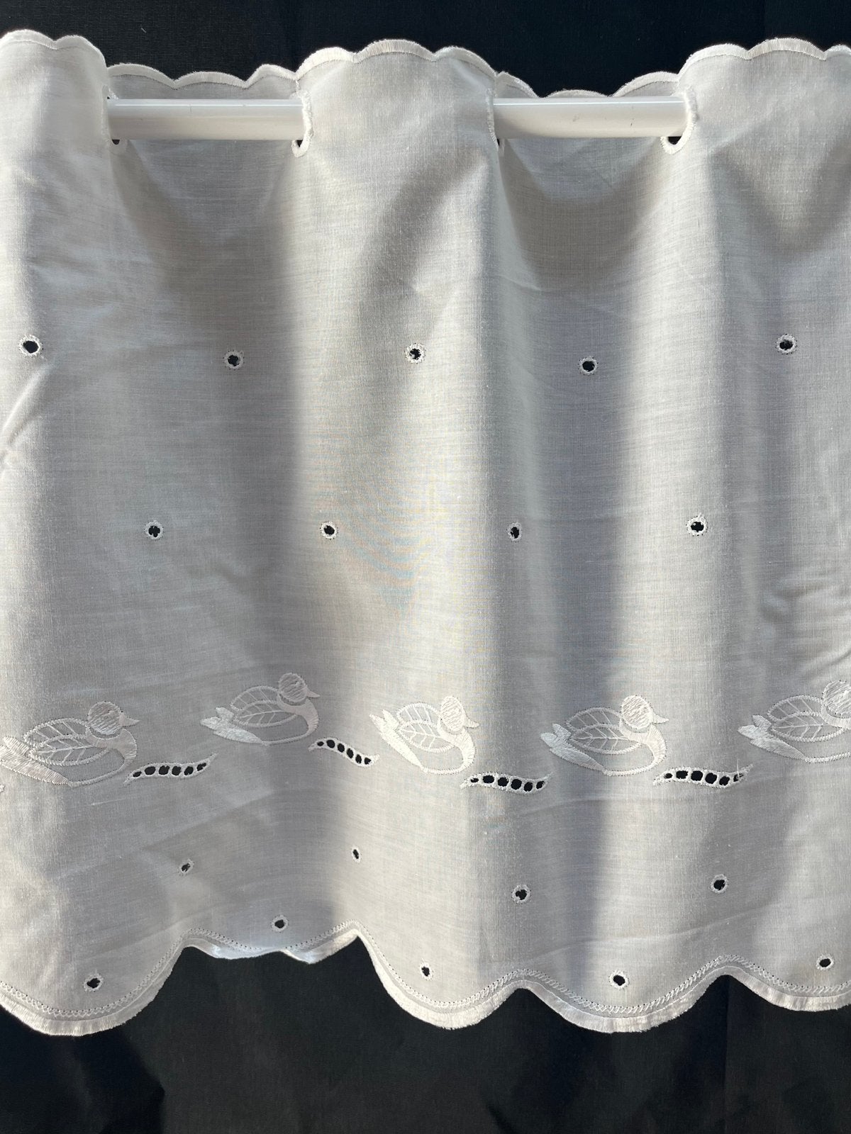 2 meter vitrage valletje met eendjes, Vitrage, 200 cm, Wit, Nieuw