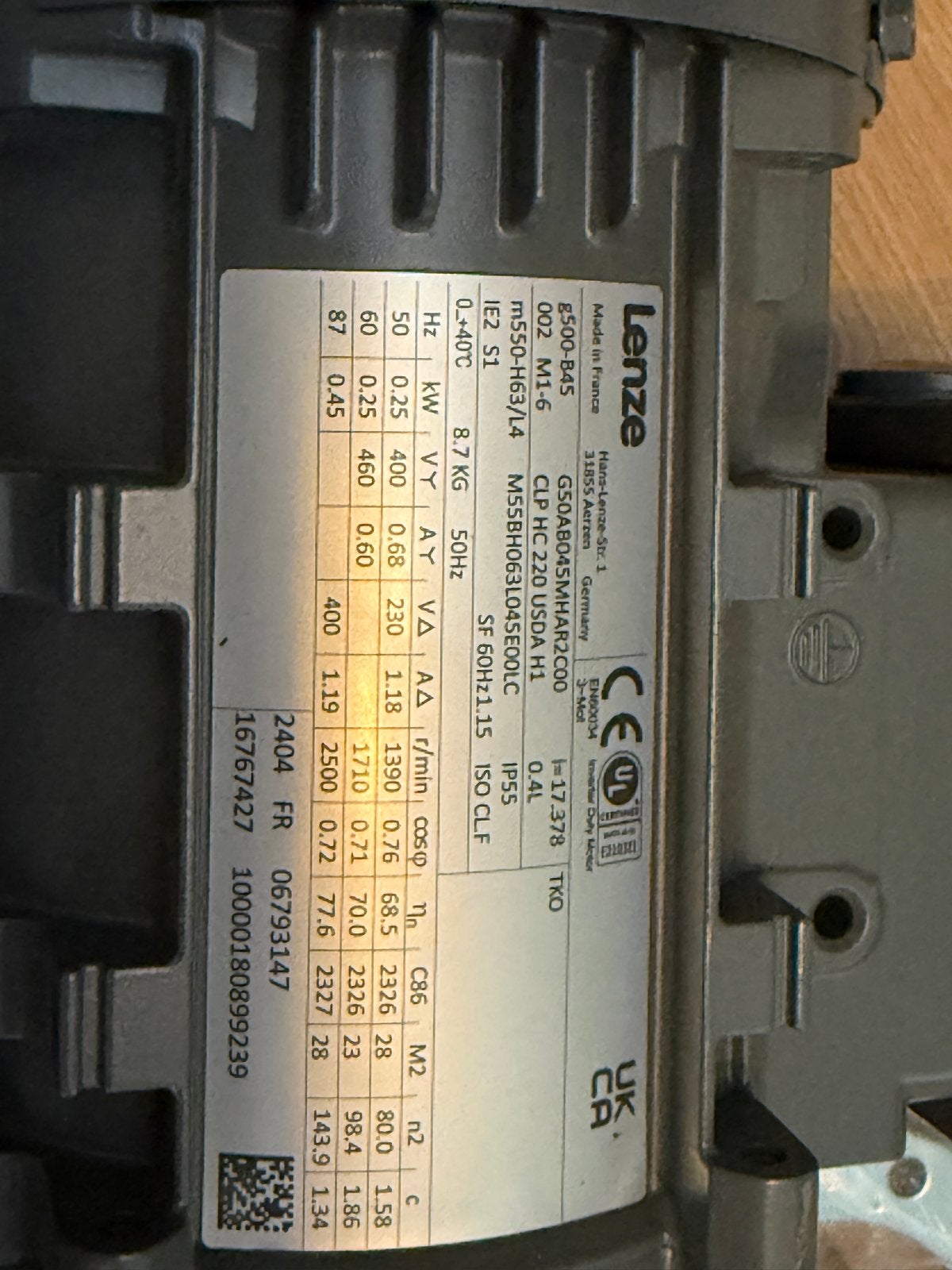 Lenze G500-B45 Elektromotor met Reductiekast, Ophalen of Verzenden