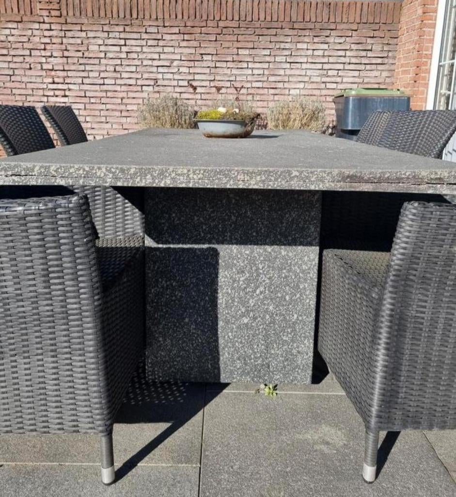 Robuuste tuintafel met stenen blad, Ophalen, Gebruikt, Rechthoekig, Overige materialen