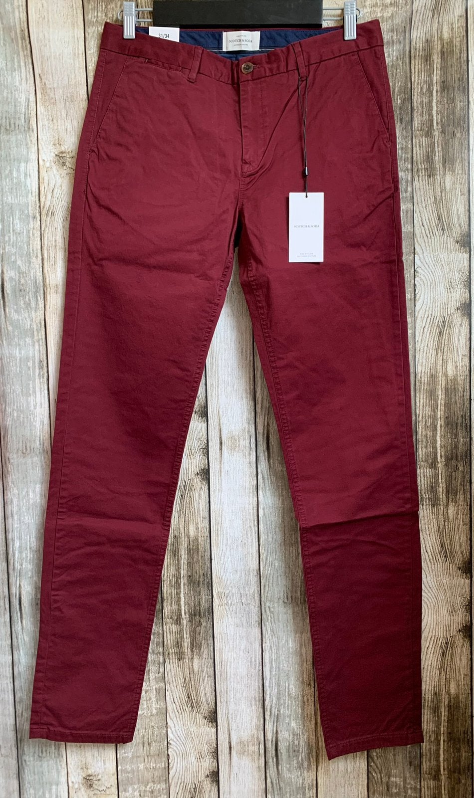 Scotch&Soda Mott bordeaux rode chino broek (Maat W31/L34), Kleding | Dames, Broeken en Pantalons, Maat 38/40 (M), Verzenden, Nieuw