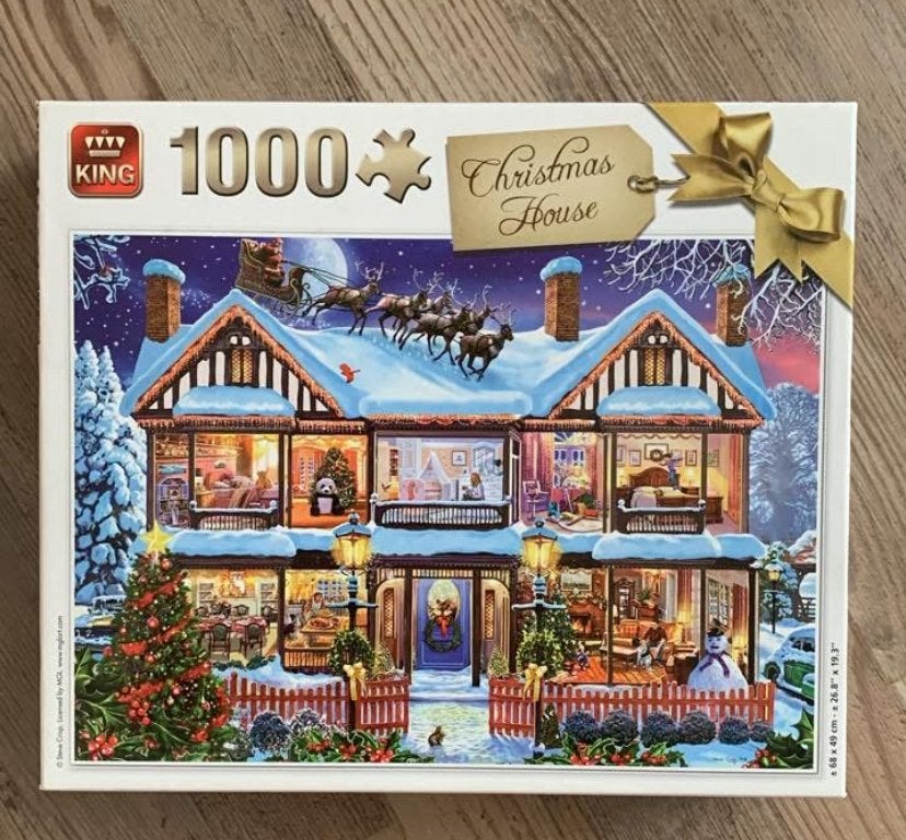 King Christmas House Legpuzzel 1000 stukjes, Ophalen, 500 t/m 1500 stukjes, Gebruikt, Legpuzzel