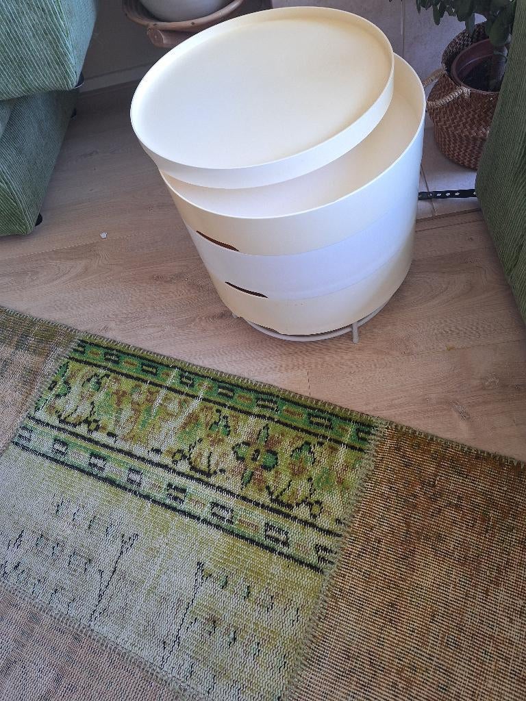 Retro ikea tafel met 4 dienblad lagen, Kunststof, Gebruikt, Rond, 75 cm of meer