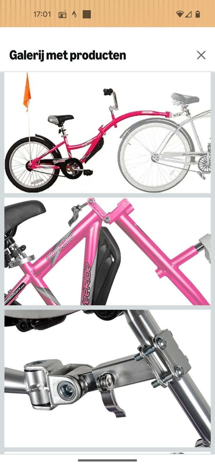 WeeRide Co-Pilot Fietsaanhanger Roze, Fietsen en Brommers, Ophalen of Verzenden, Gebruikt, 20 inch of meer, Weeride