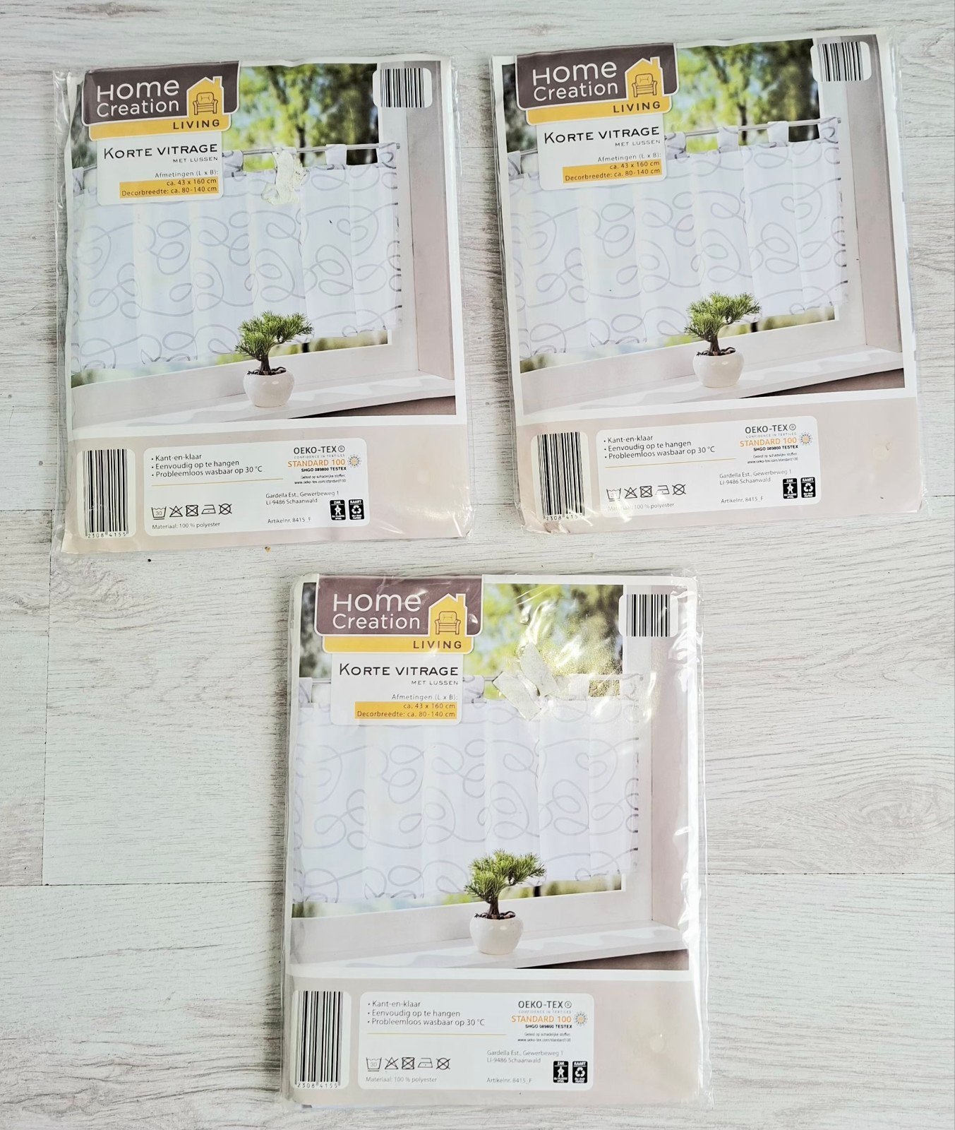 Nieuw!
3x Set nieuwe korte vitrages - valletjes, Ophalen of Verzenden, Nieuw
