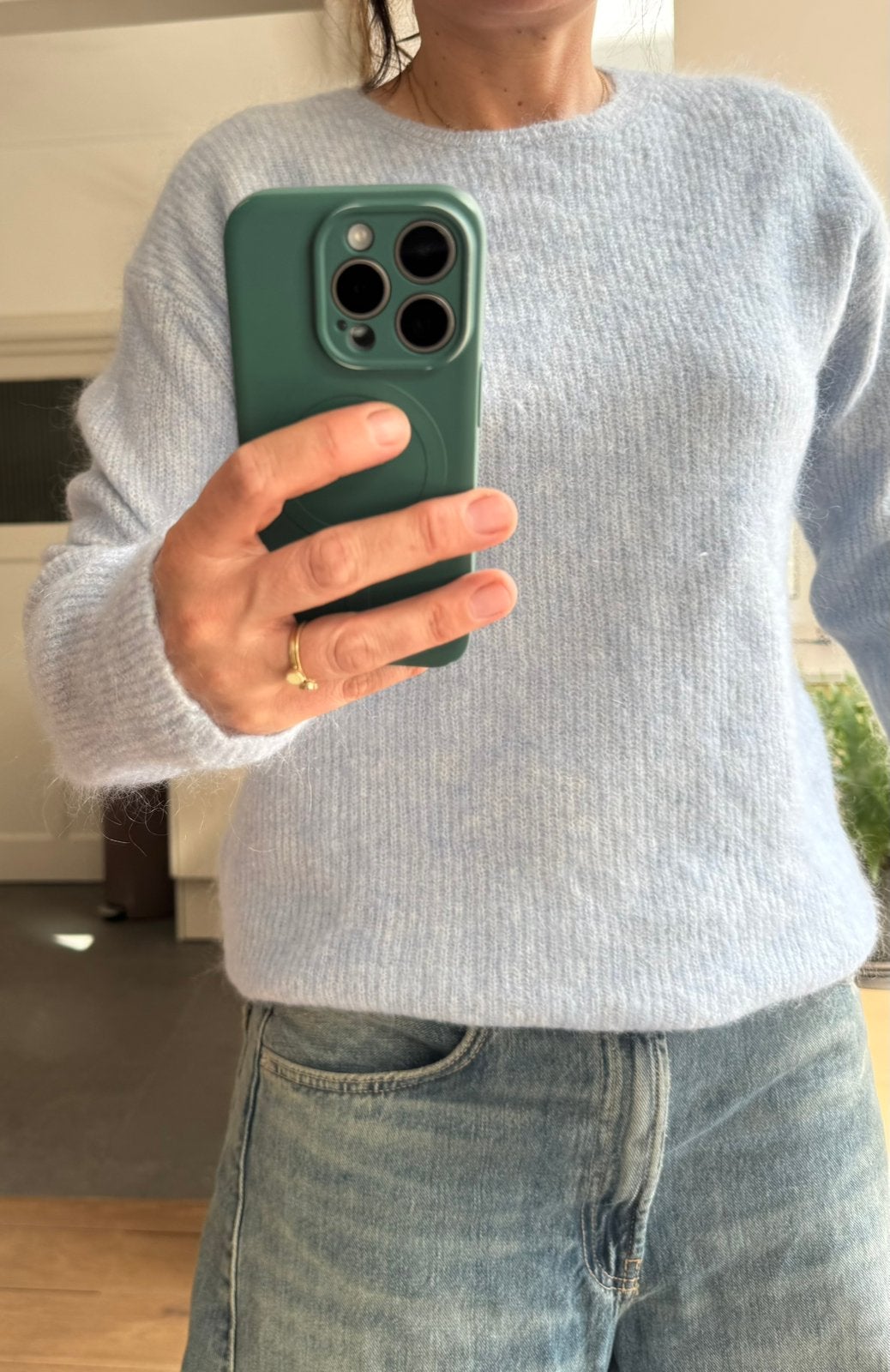 Minimum lichtblauwe zachte wollen trui Maat M, Kleding | Dames, Truien en Vesten, Ophalen of Verzenden, Zo goed als nieuw, Maat 38/40 (M)