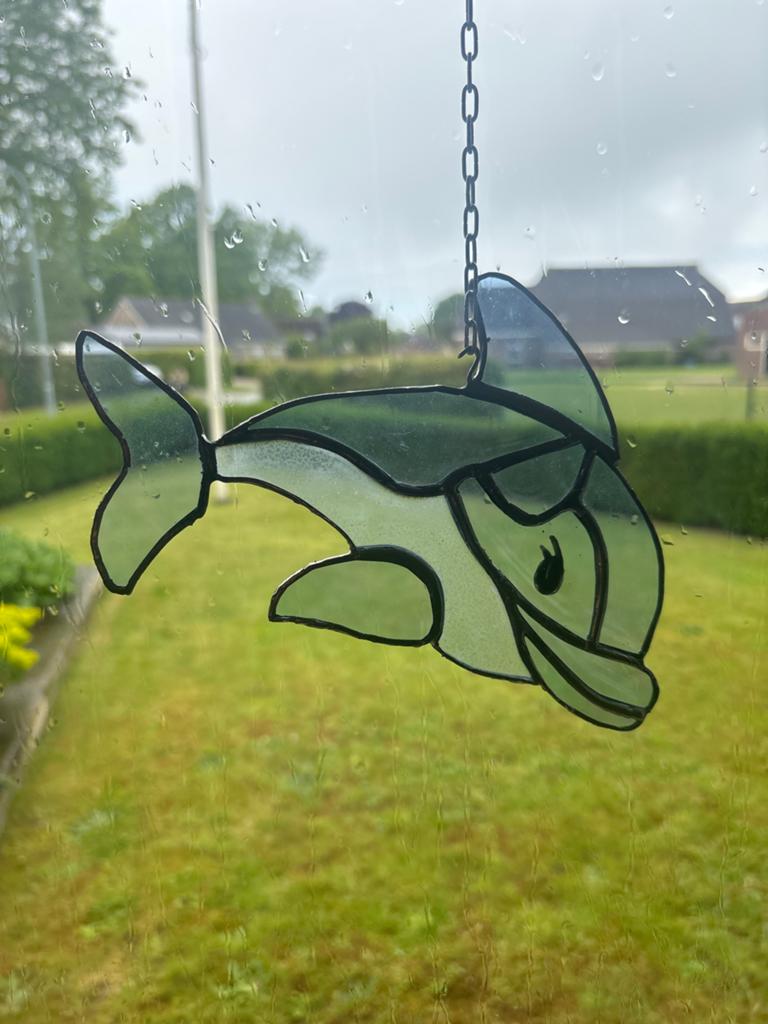 Glas-in-lood dolfijn hanger, Ophalen, Zo goed als nieuw