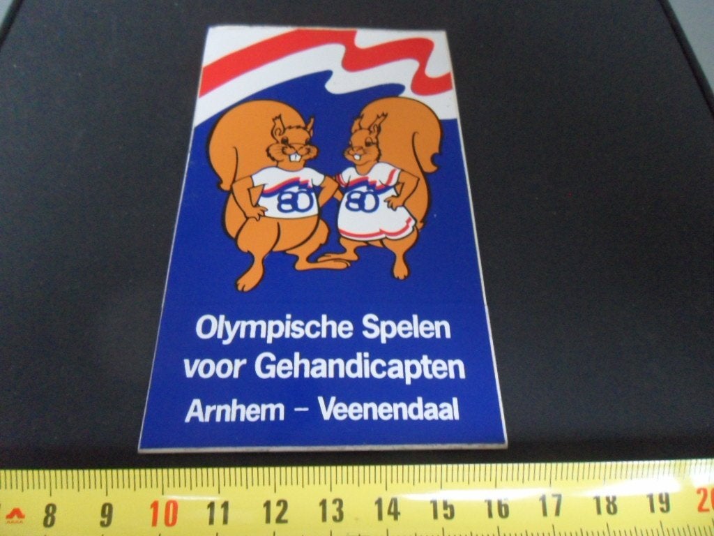 sticker Olympische Spelen gehandicapten Arnhem Veenendaal, Verzamelen, Ophalen, Zo goed als nieuw