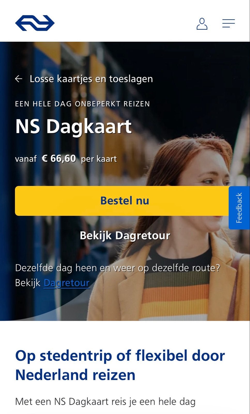 NS Dagkaart E-ticket, Tickets en Kaartjes, Eén persoon, Trein, Algemeen kaartje