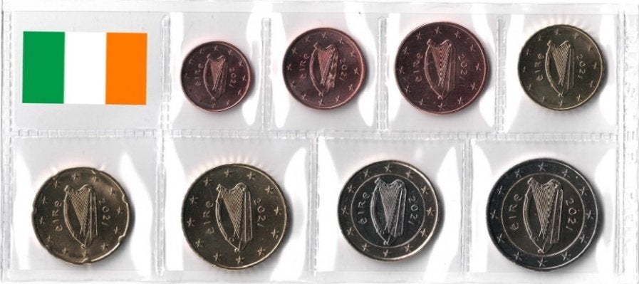 UNC set Ierland 2021 - 1 cent t/m 2 euro, Postzegels en Munten, Munten | Europa | Euromunten, Verzenden, Ierland, Overige waardes