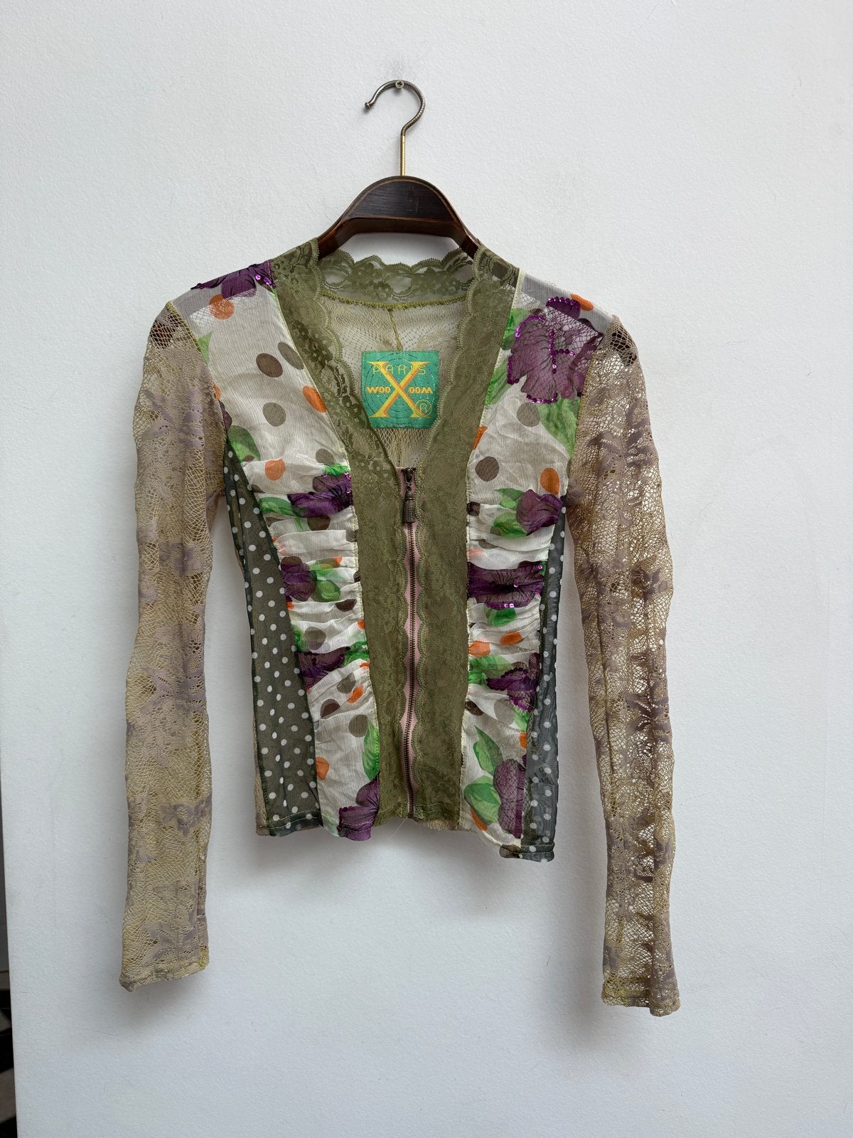 WooXooM Paris Y2K Kanten Patchwork Top met Rits – T1, Kleding | Dames, Tops, Meerkleurig, Ophalen of Verzenden, Zo goed als nieuw