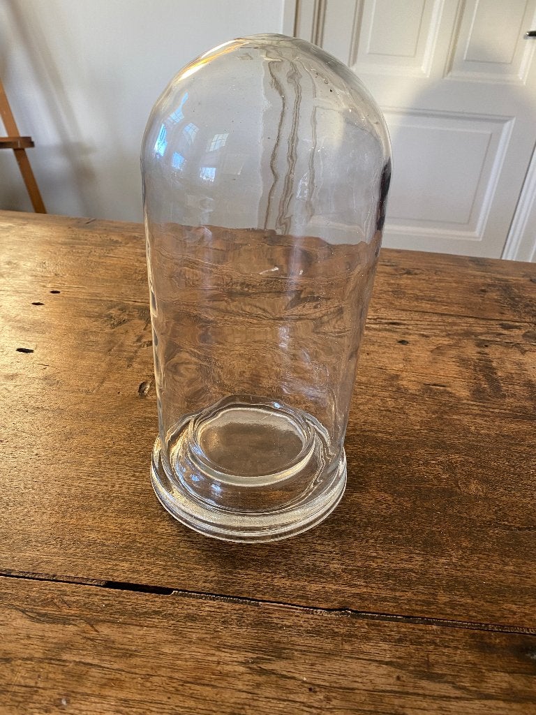 Antiek, brocante glazen stolp met glazen onderbord, Antiek en Kunst, Ophalen of Verzenden