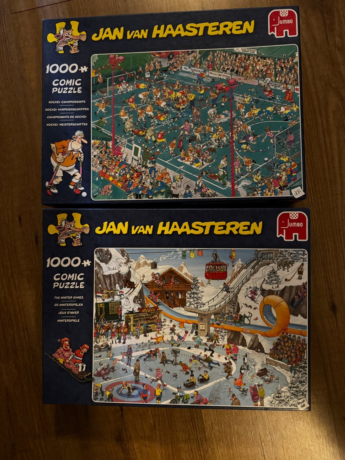 Jan van Haasteren Puzzels: Hockey & Winterspelen (2x1000 stu, Hobby en Vrije tijd, Ophalen of Verzenden, 500 t/m 1500 stukjes