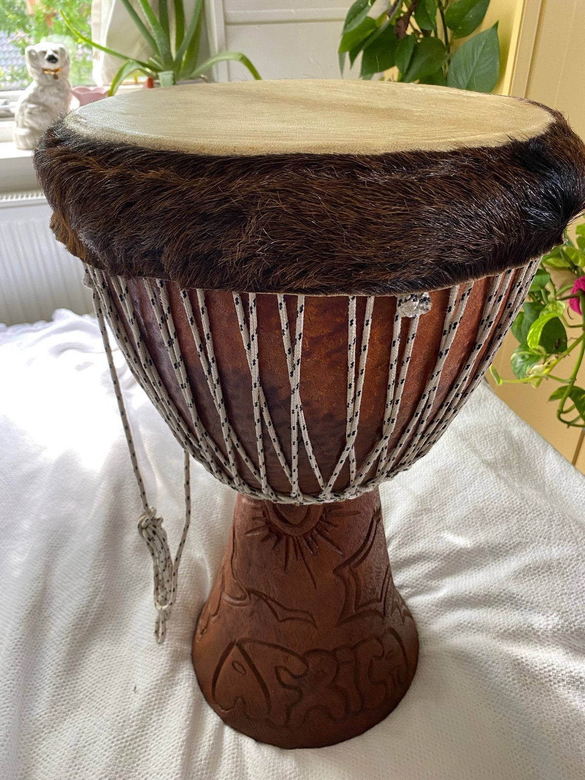 Mooie handgemaakte Djembe met hoes, Ophalen of Verzenden, Zo goed als nieuw, Overige merken