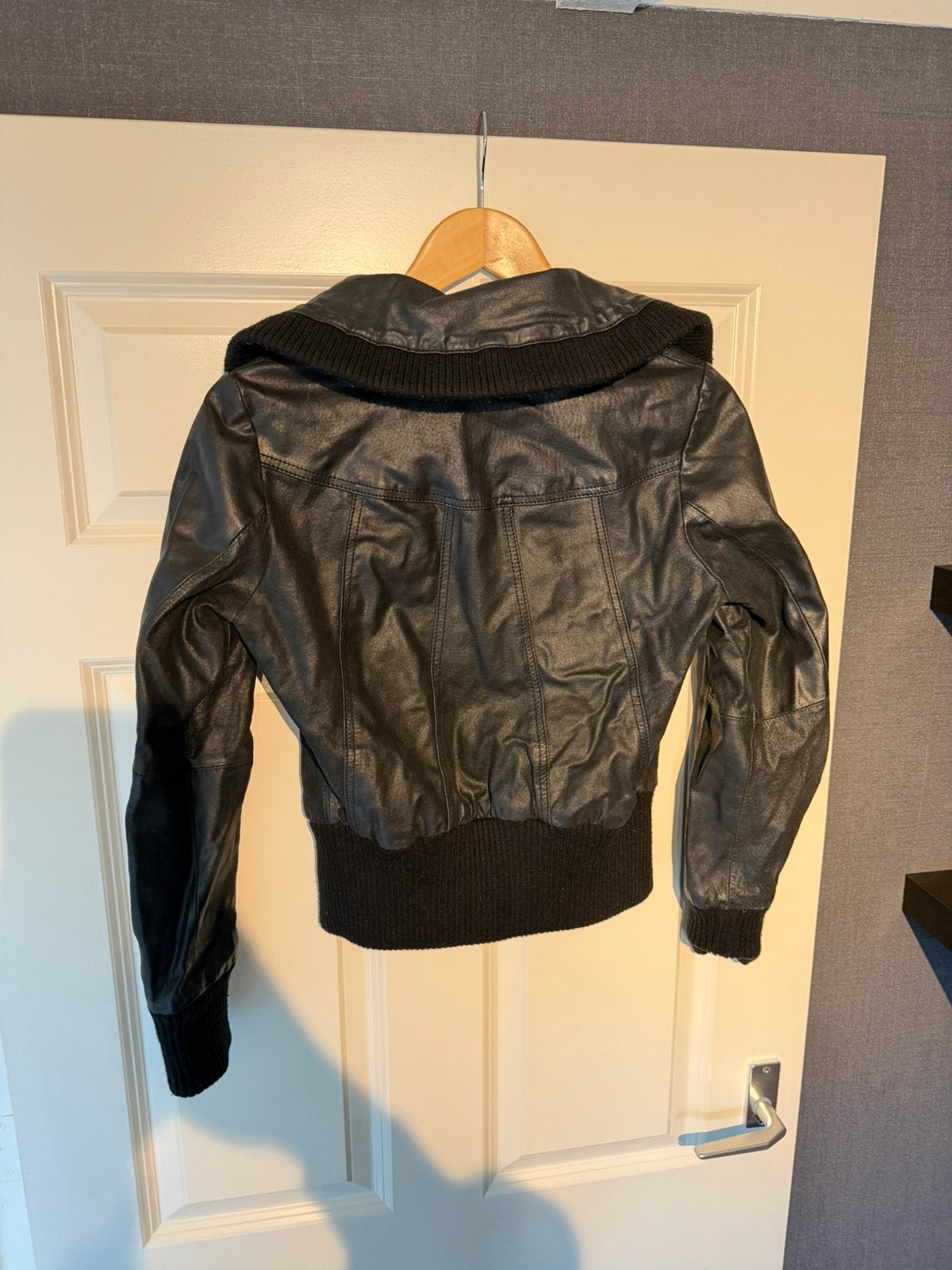 Leren vintage jas Vero Moda, Kleding | Dames, Ophalen of Verzenden, Zo goed als nieuw, Maat 36 (S), Zwart