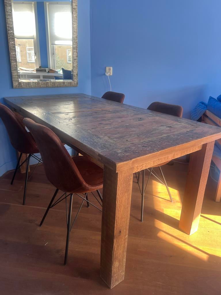 Rustic Wooden dining table 180x90cm, Ophalen, Gebruikt, 50 tot 100 cm, Vijf personen of meer