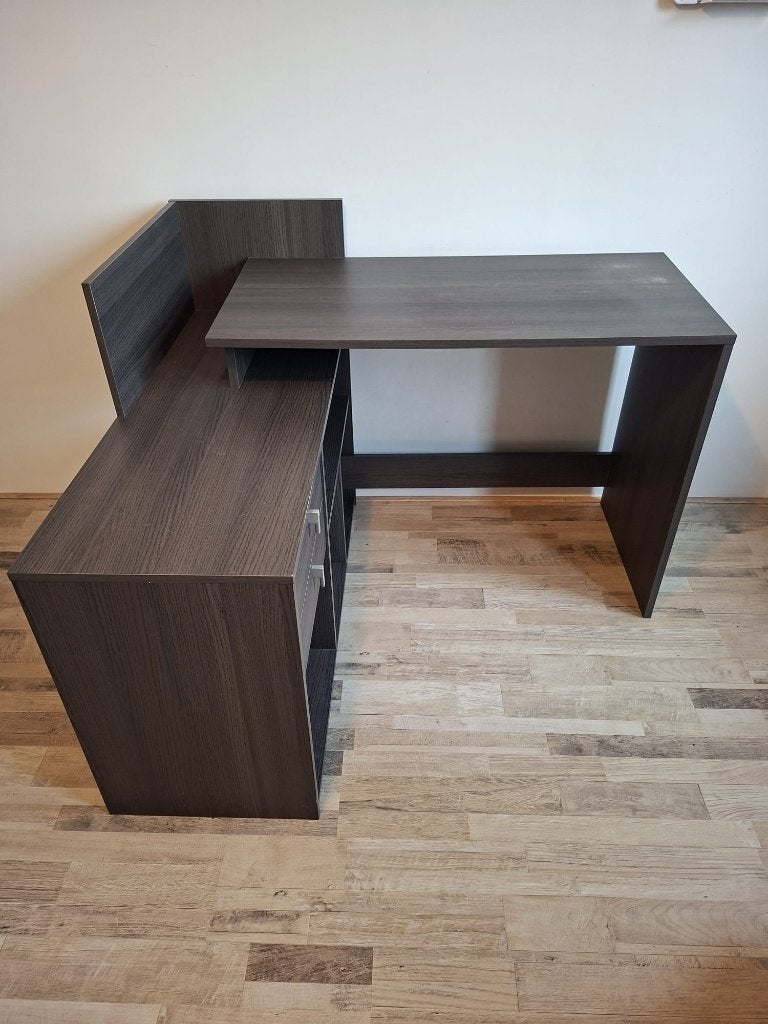Bureau donker eiken, Huis en Inrichting, Gebruikt, Spaanplaat of MDF, Bruin, 108 cm