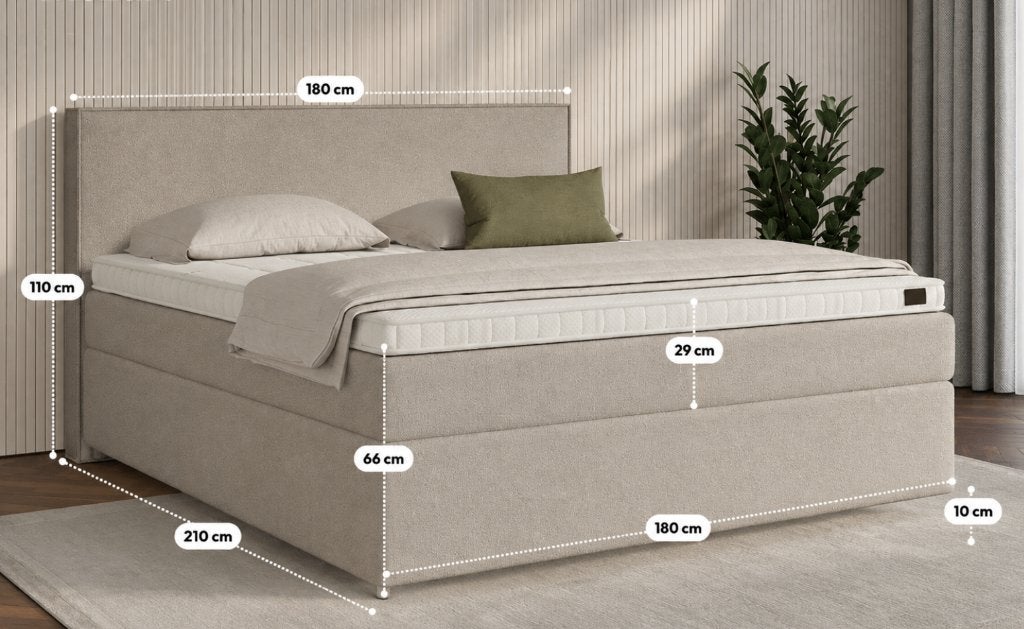 Boxspring Premium Duitse Fabrikant 180x200 cm – Z.G.A.N, Huis en Inrichting, Ophalen, Bruin, Tweepersoons, Zo goed als nieuw