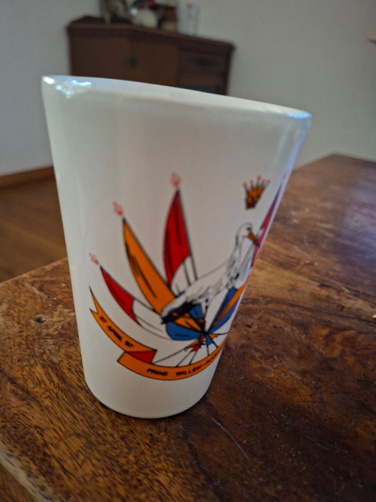 Vintage Beker Prins Willem-Alexander Geboorte Ooievaar, Verzamelen, Ophalen of Verzenden