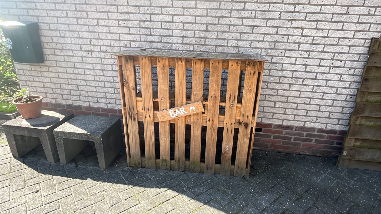 Bar van pallets, Tuin en Terras, Ophalen, Minder dan 3 meter, Hout, 1 tot 2 meter