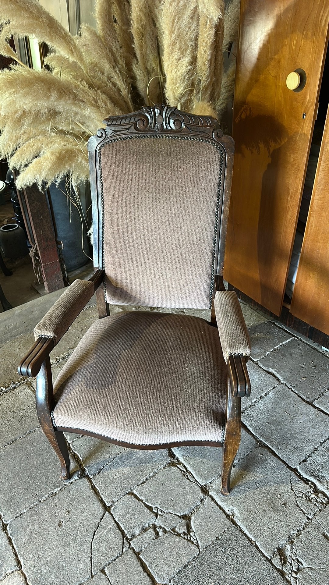 Mooie vintage stoel hout/bekleding, Ophalen