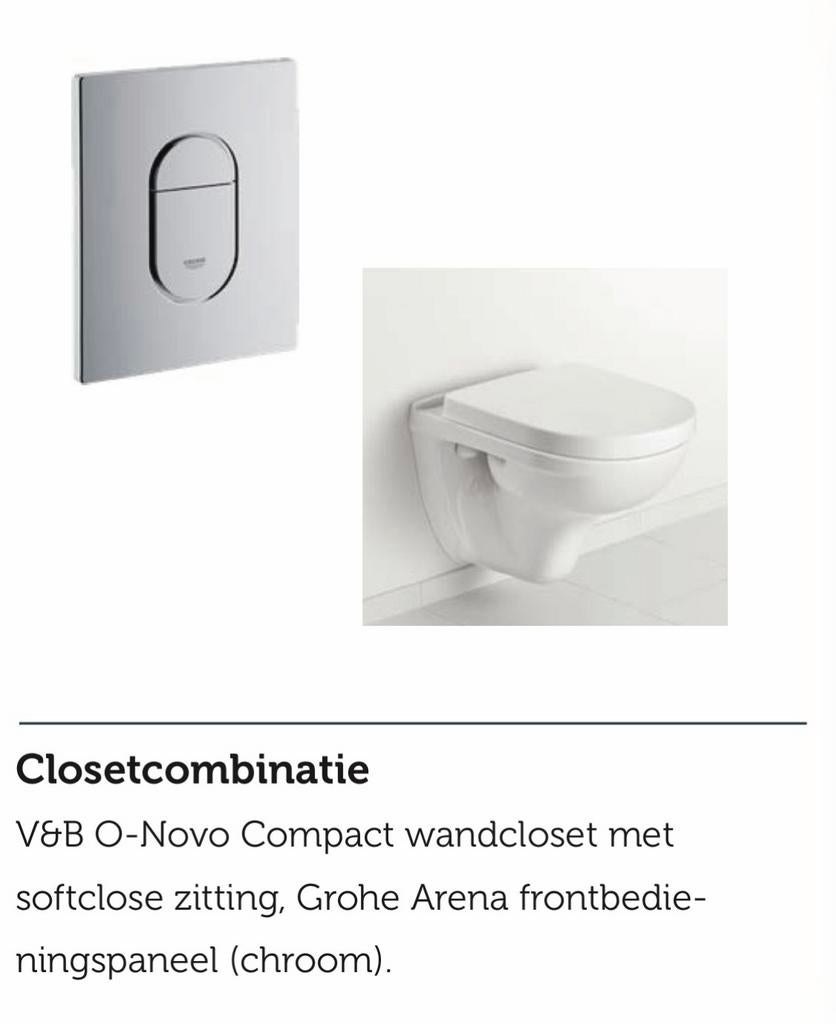 V&B O-Novo wandcloset met Grohe inbouwreservoir, Ophalen, Nieuw, Chroom, Toilet