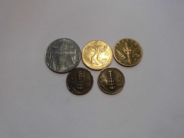 5 munten italie 200,100 lire,10,5 centesimi 1926/1981, Ophalen of Verzenden, Italië, Setje