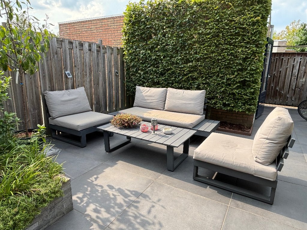 Loungeset Ibiza aluminium grijs, Tuin en Terras, Tuinsets en Loungesets, Ophalen, 4 zitplaatsen, Gebruikt, Aluminium