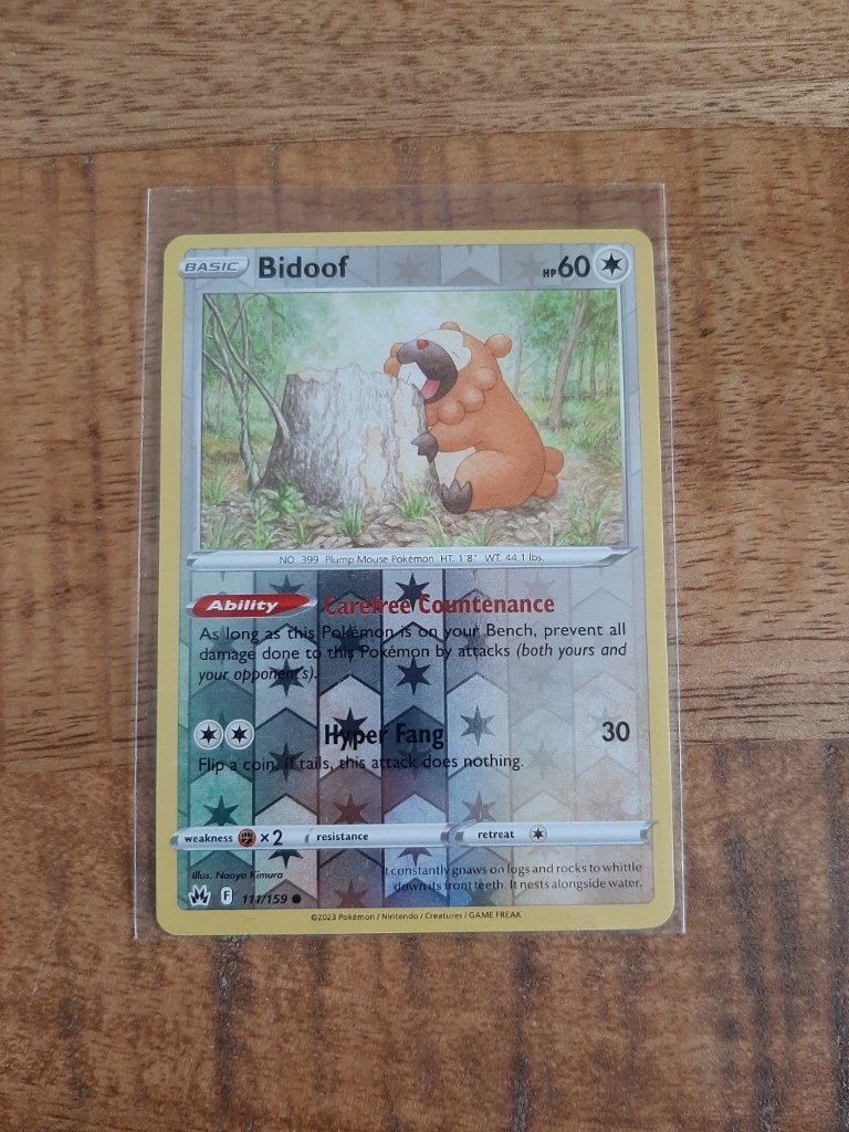 Bidoof #111, Reverse Holo, Pokemon Crown Zenith, Ophalen of Verzenden, Nieuw, Losse kaart