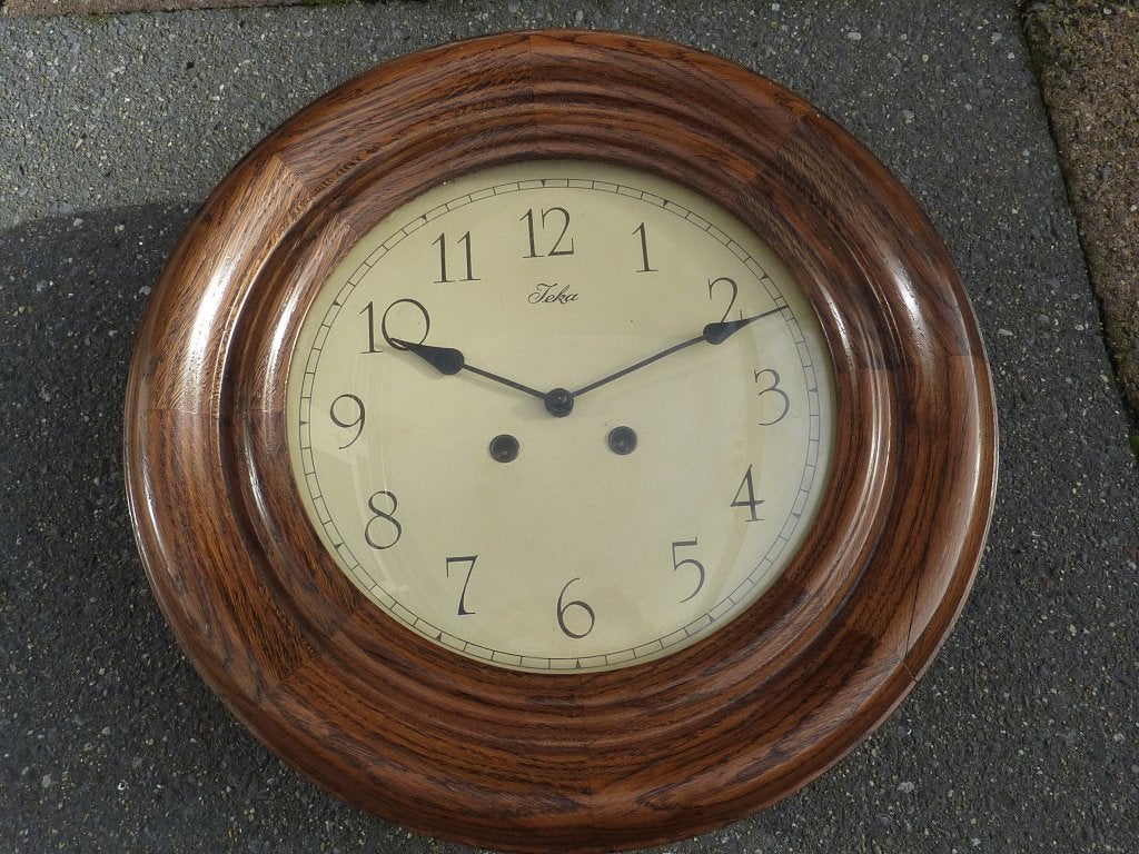 Houten wandklok met ophanghaak, Ophalen of Verzenden, Zo goed als nieuw, Wandklok
