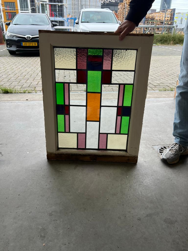 Prachtig Glas in Lood Raam - Uniek Design, Ophalen, Gevelraam of Ruit, Minder dan 80 cm, Glas in lood
