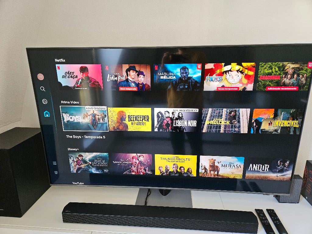 Samsung TV + Sound Bar, Ophalen, QLED, Zo goed als nieuw, 100 Hz