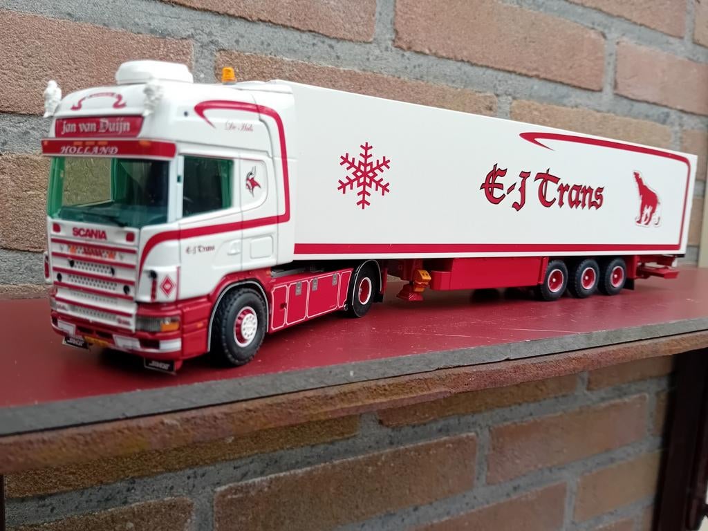 Tekno scania 580 E.J. Trans met oplegger, Ophalen of Verzenden, Zo goed als nieuw, Bus of Vrachtwagen, Tekno