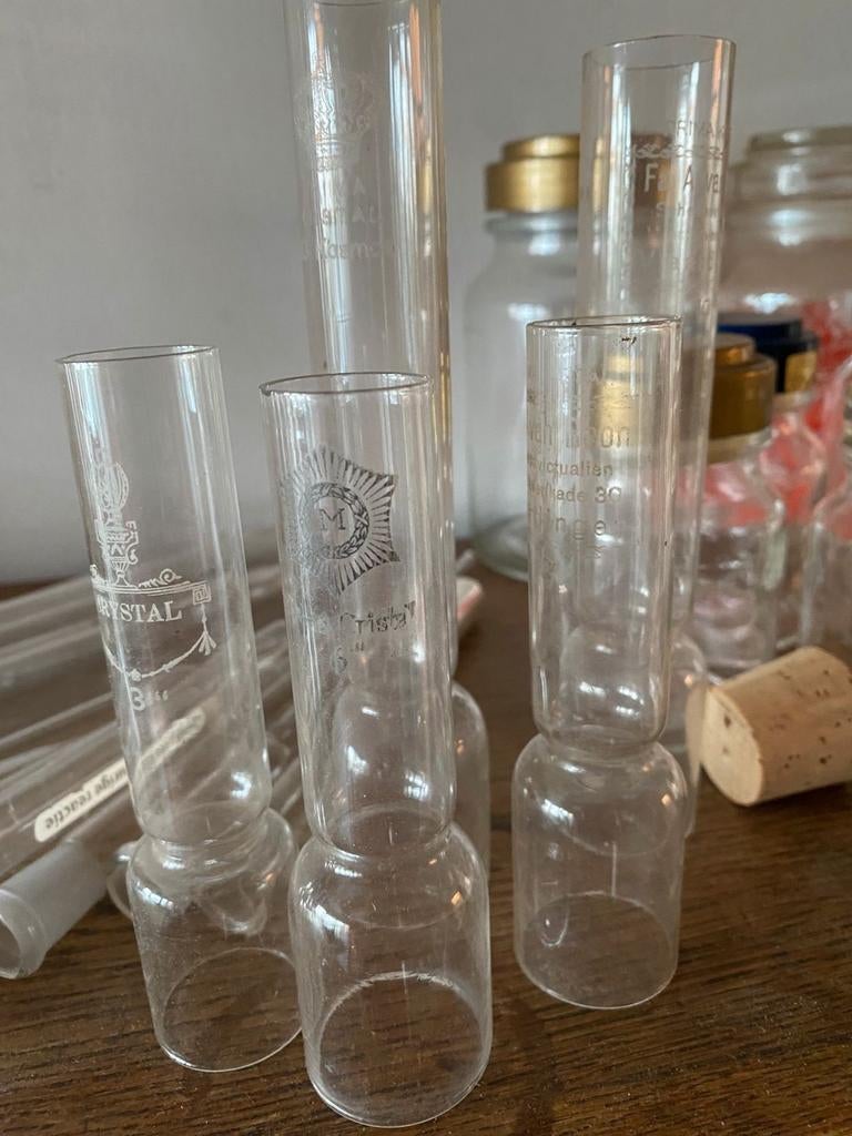 Antiek Petroleum scheepslamp glas, Olielamp glazen €15 p/st, Ophalen of Verzenden