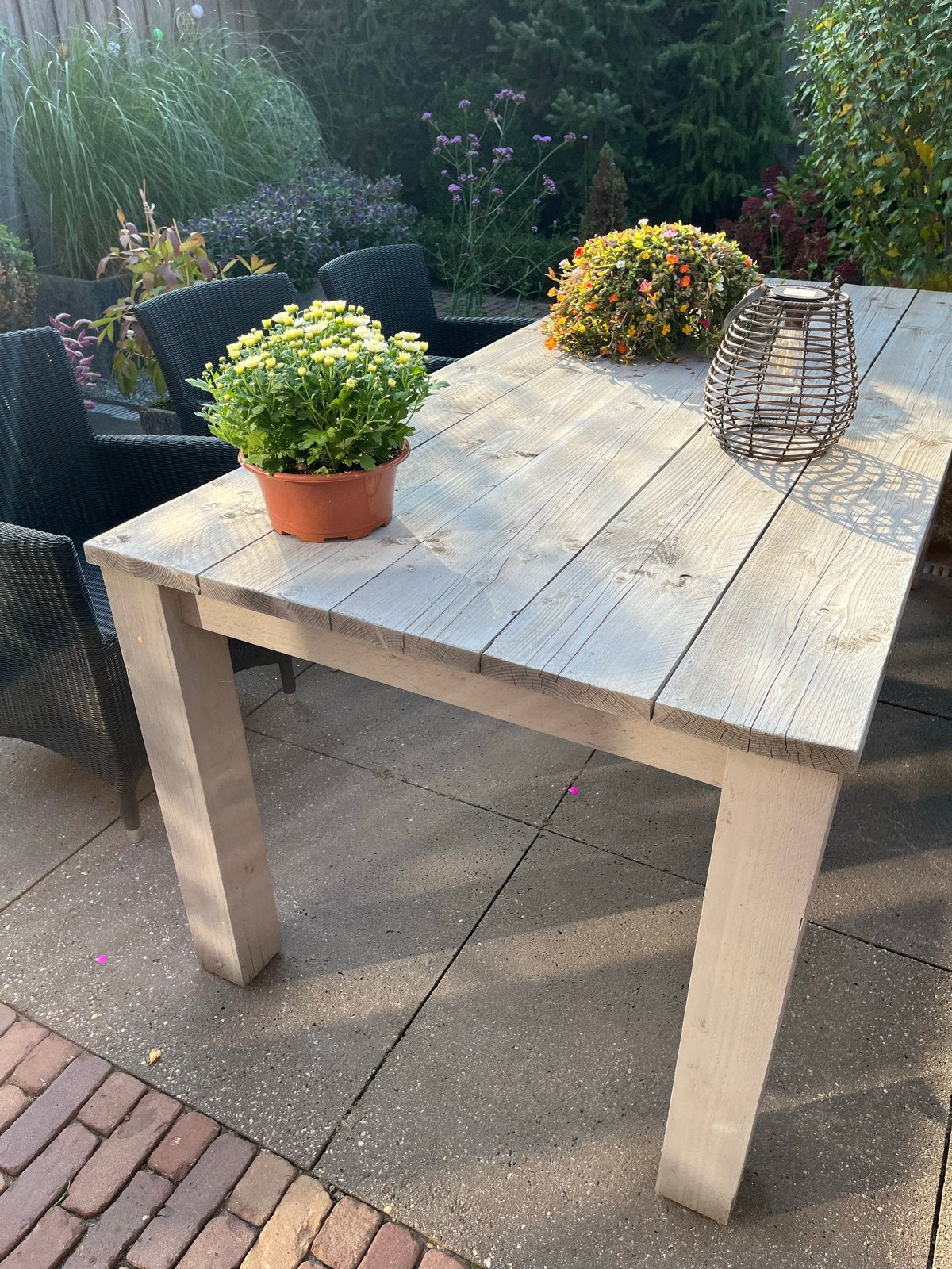 Stijgerhouten tuintafel 97x220 cm, Tuin en Terras, Ophalen, Gebruikt, Rechthoekig, Hout