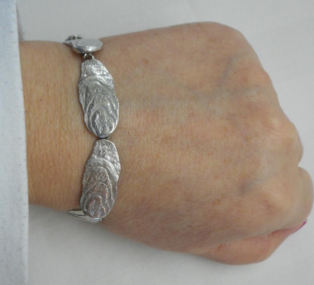 Zilveren modernist schakel armband nr.731, Verzenden, Zo goed als nieuw, Zilver, Zilver