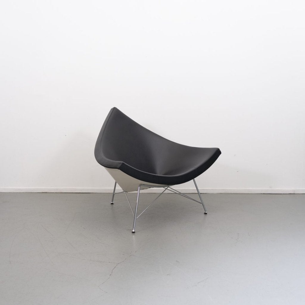 Vitra Coconut Fauteuil Zwart Leer - Chroom, Niet ingevuld, Zo goed als nieuw, Niet ingevuld, Niet ingevuld