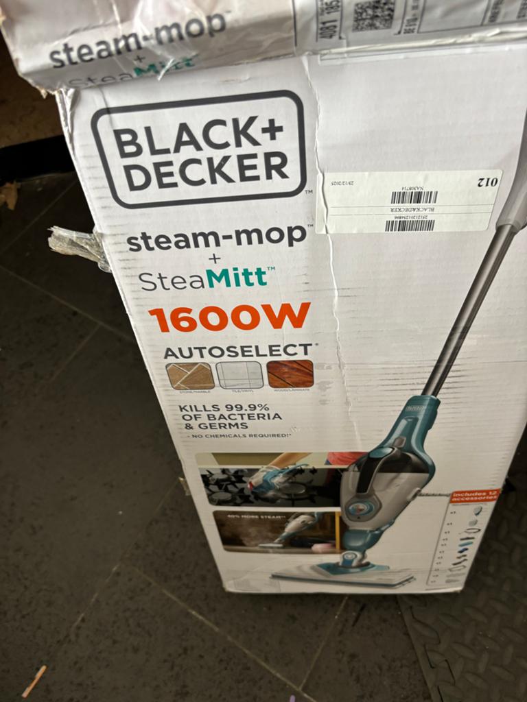 Black+Decker Stoommop 1600W - Nieuw in doos, Overige merken, Nieuw, Ophalen of Verzenden, Geschikt voor harde vloeren