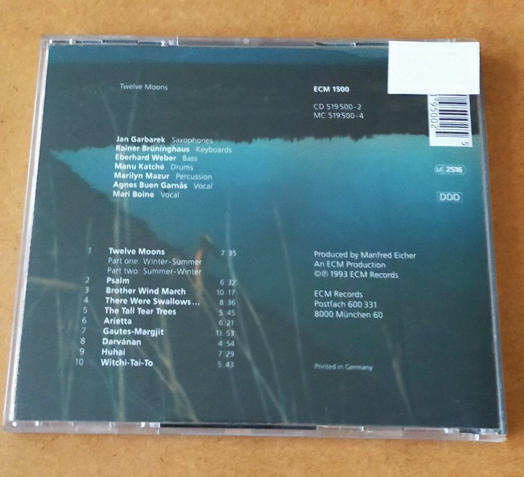 Jan Garbarek Group - Twelve Moons CD 1993 ECM, Cd's en Dvd's, Ophalen of Verzenden, Zo goed als nieuw, Jazz