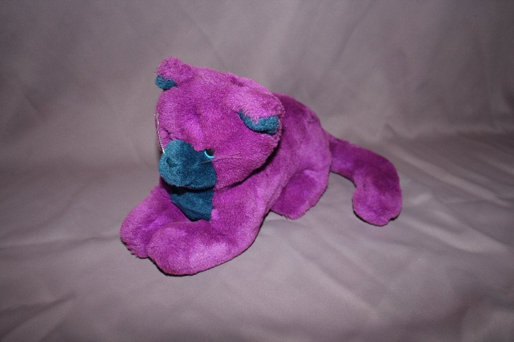 Whiskas kat poes knuffel pluche - paars - 29cm, Paars, Gebruikt, Ophalen of Verzenden, Kat