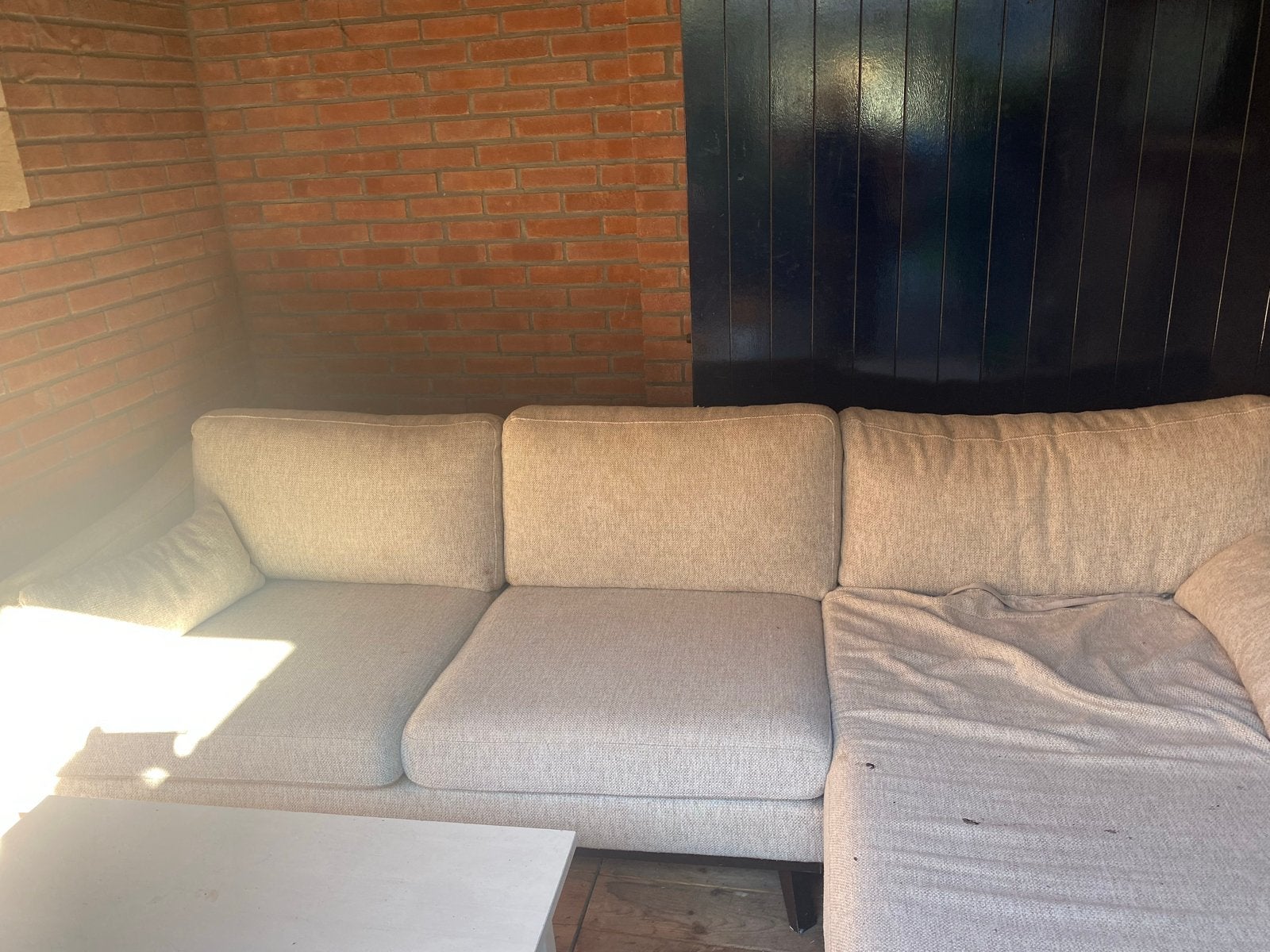 Hoekbank met kleine gebreken - op te knappen, Ophalen, 250 tot 300 cm, Gebruikt, 100 tot 125 cm