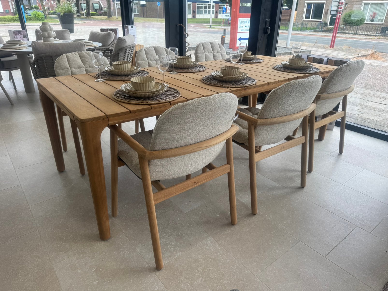 4 Seasons Outdoor Samos teak diningset - tuinset - showmodel, Ophalen of Verzenden, Zo goed als nieuw
